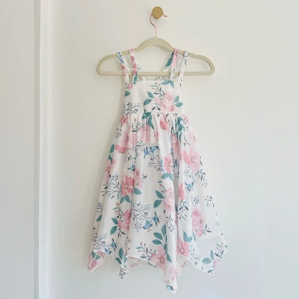 Rachel Zoe White Handkerchief Sundress with Pink & Teal Floral Print | Girls 3T
